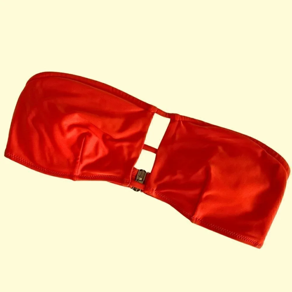 Red/Orange Cupshe Bikini Swimsuit Top with Front Cutout
